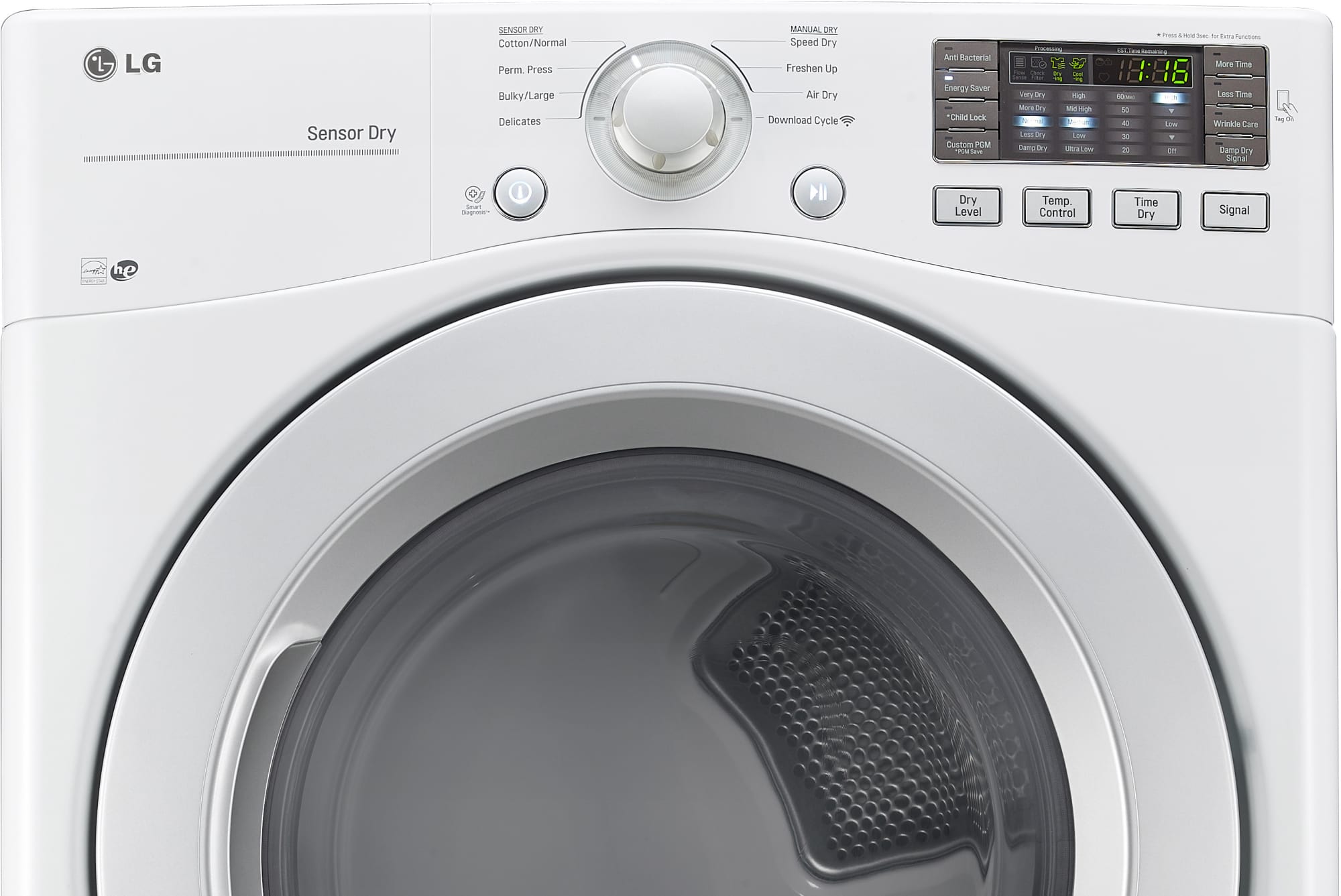 LG DLE3170W 27 Inch Electric Dryer with Wrinkle Care, Sensor Dry, NFC