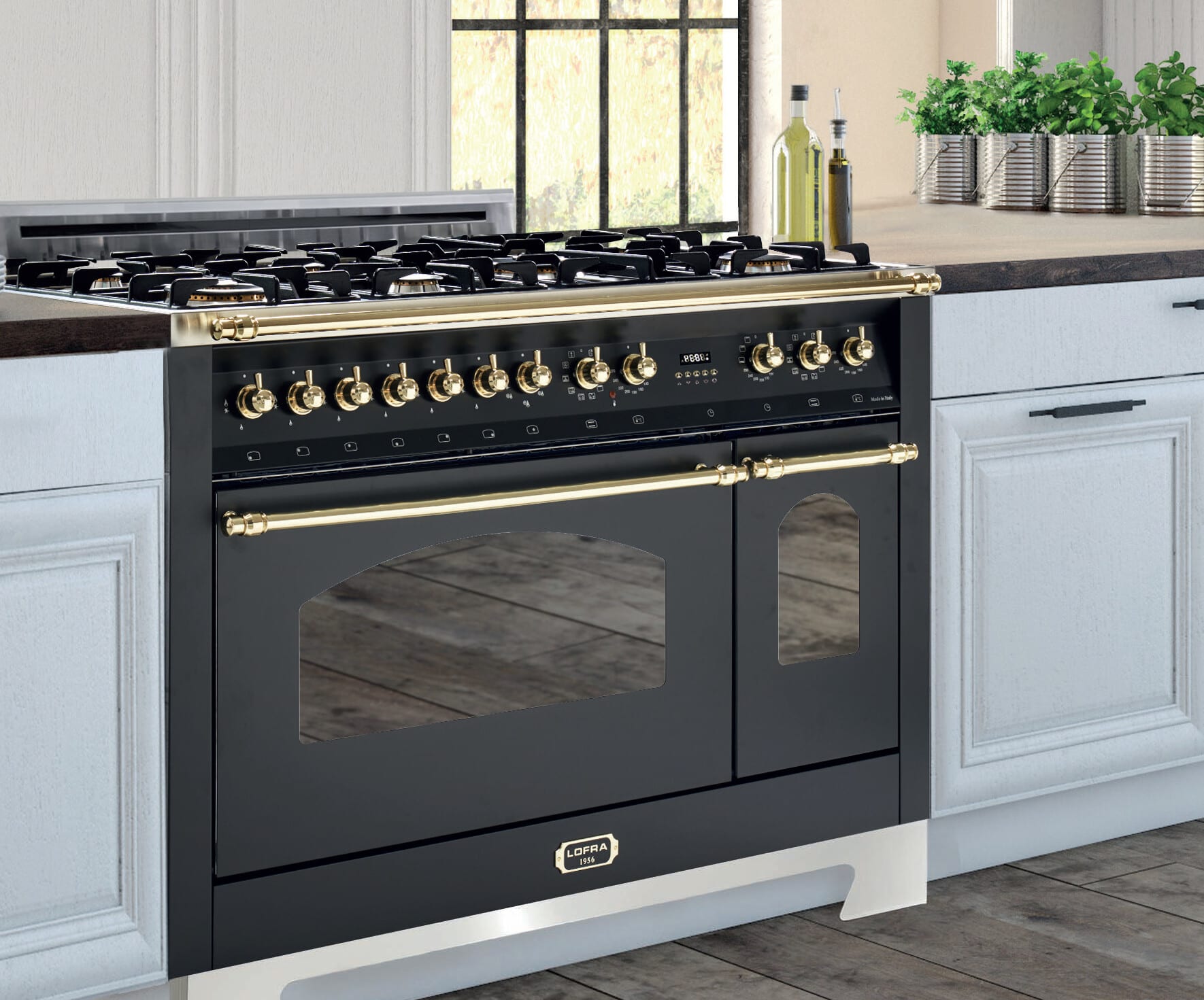LOFRA RWBD48MMG700 48 Inch Freestanding Dual Fuel Range with 5 Brass