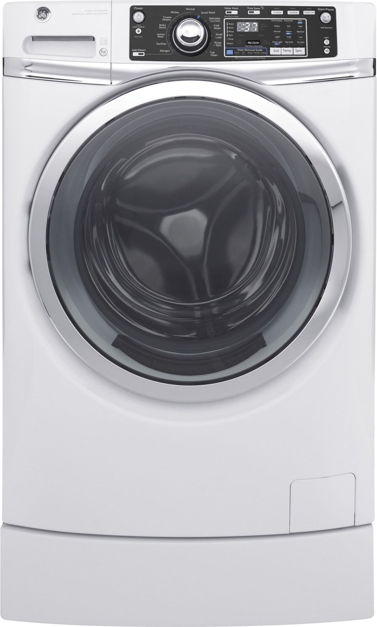 GE GEWADRGW91 SidebySide Washer & Dryer Set with Front Load Washer and Gas Dryer in White