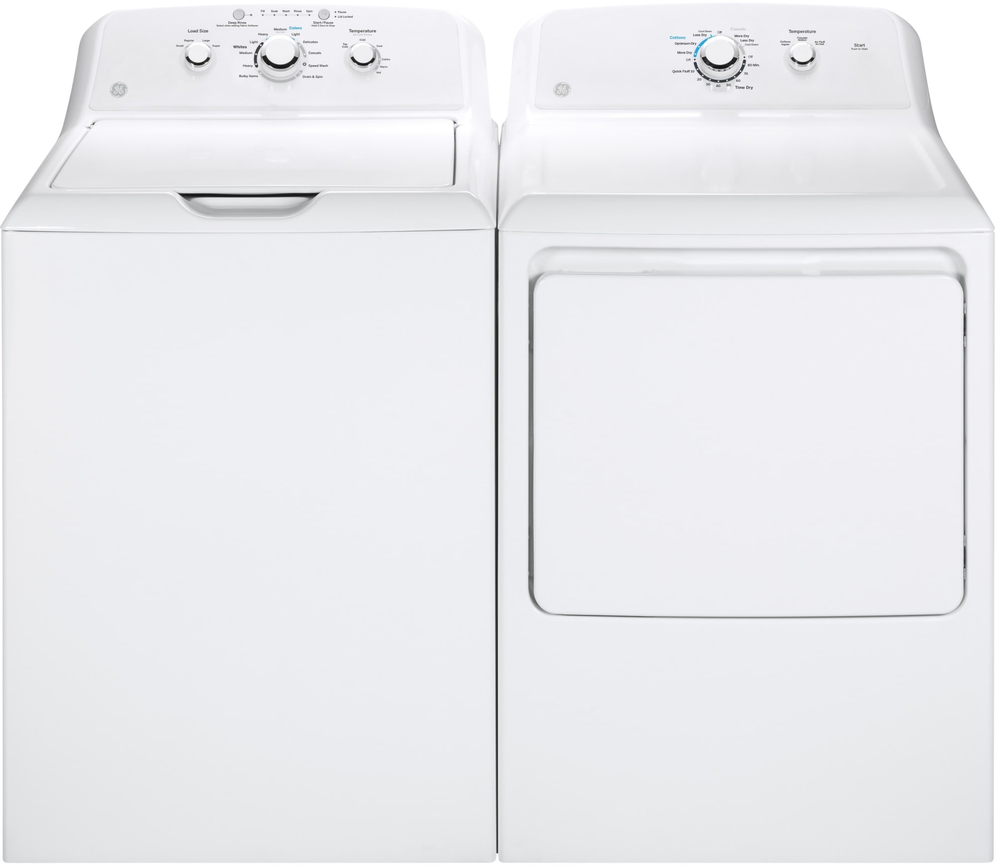 GE GEWADREW3351 SidebySide Washer & Dryer Set with Top Load Washer