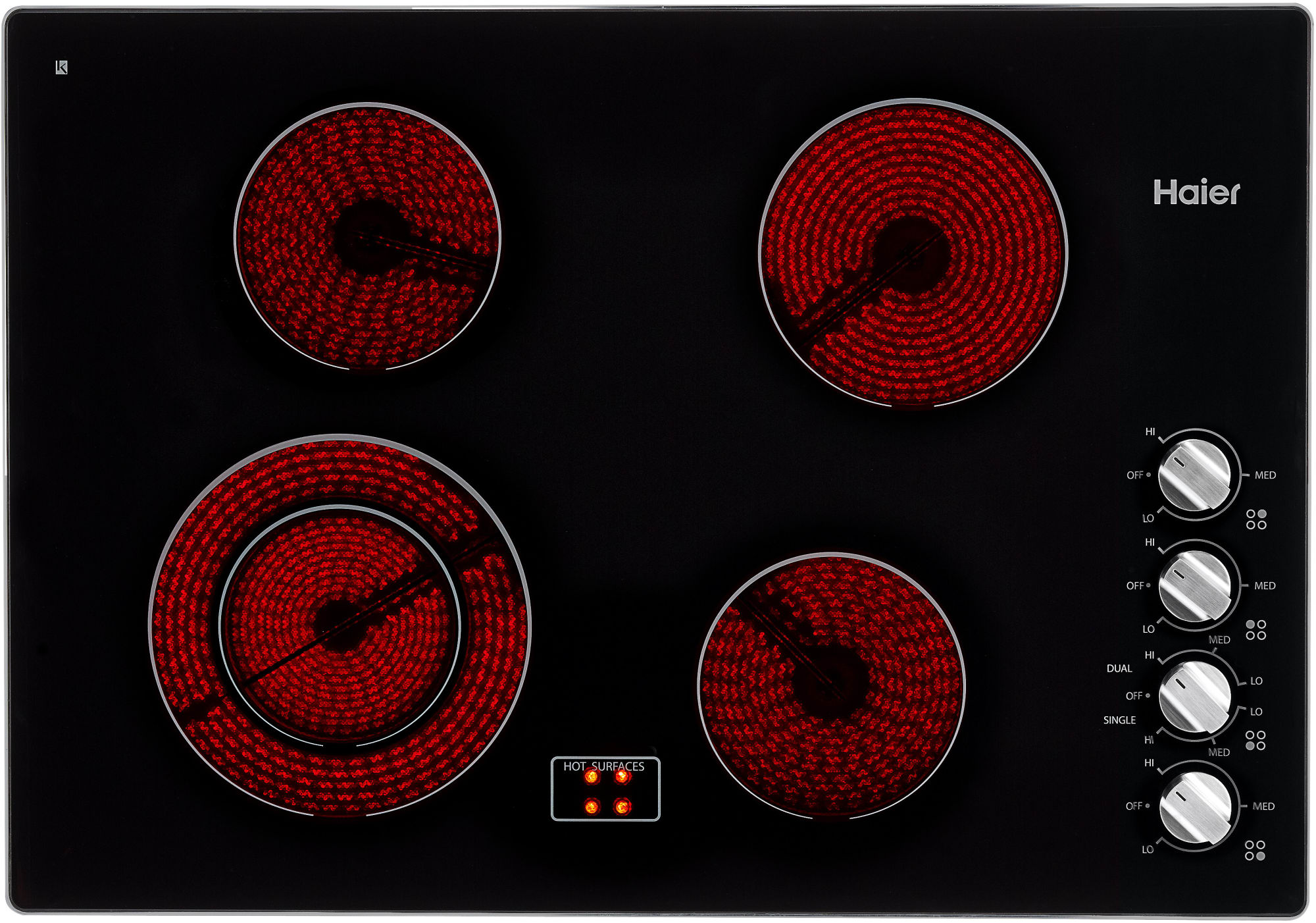 Haier HCC3320AES 30 Inch Electric Cooktop with 4 Radiant Elements, Dual