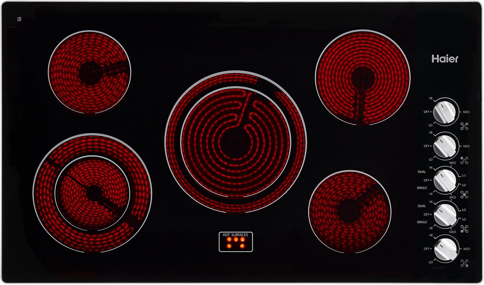 Haier HCC6320AES 36 Inch Electric Radiant Cooktop with 5 Heating