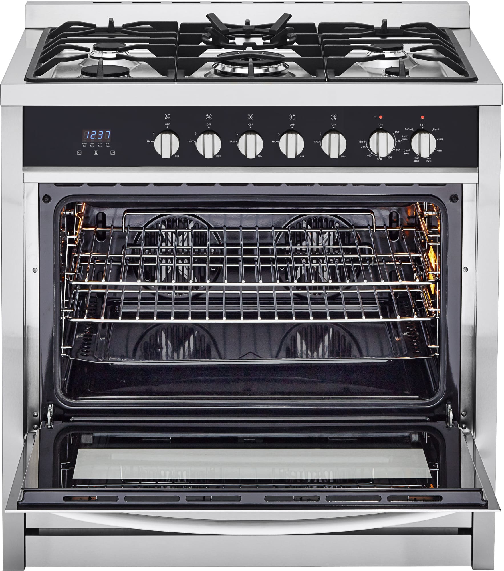 Haier HCR6250ADS 36 Inch Dual Fuel Range with 5 Sealed Burners, 3.8 cu