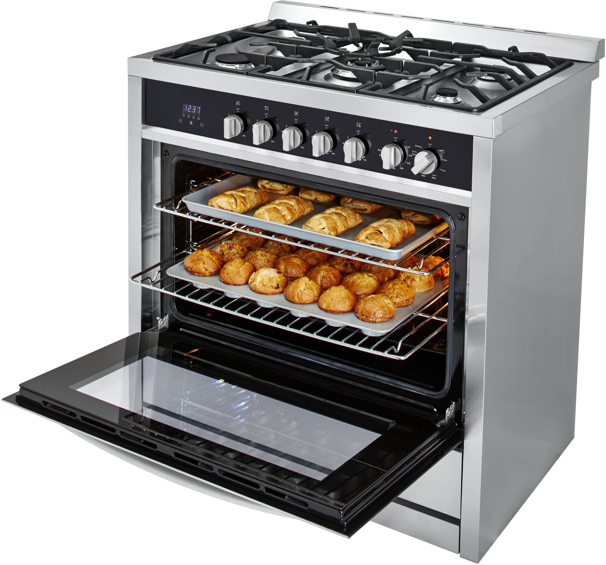 Haier HCR6250ADS 36 Inch Dual Fuel Range with 5 Sealed Burners, 3.8 cu