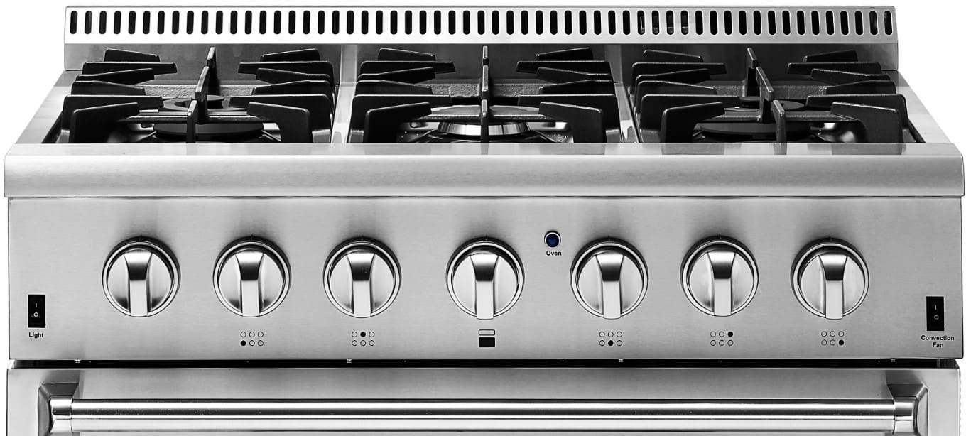 Thor Kitchen HRD3606U 36 Inch Freestanding Professional Dual Fuel Range with 6 Sealed Burners, 5