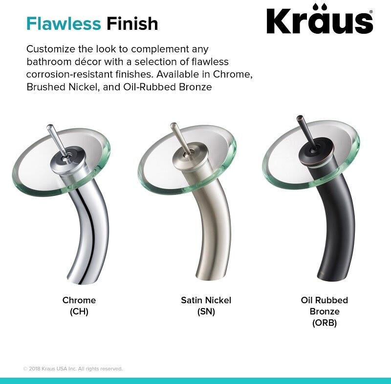 Kraus KGW1700SNCL Single Lever Waterfall Vessel Faucet with Solid