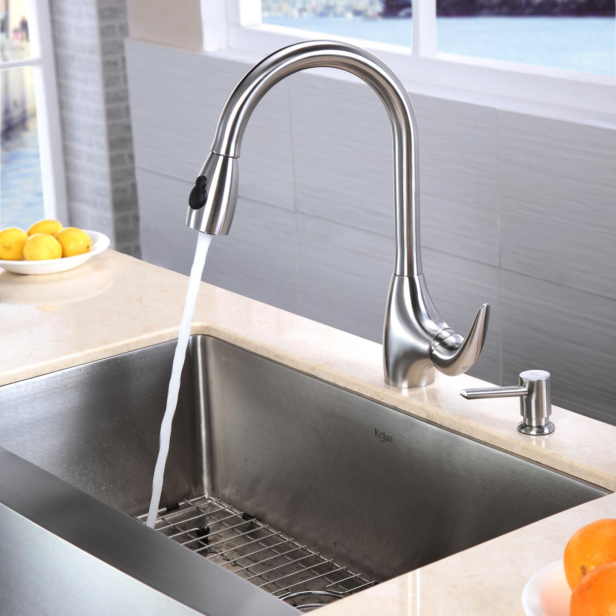 Kraus KHF20033KPF2170SD20 33 Inch Farmhouse Single Bowl Stainless Steel