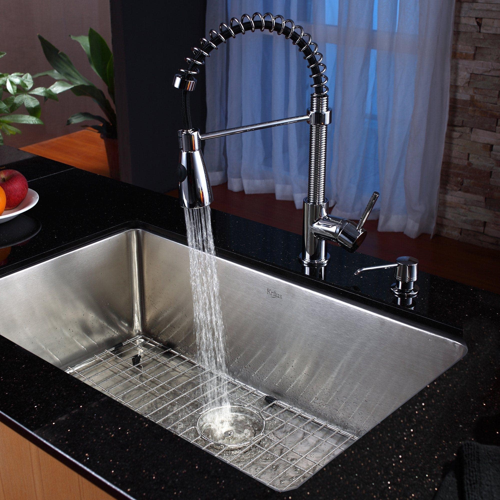 Kraus KHU10030KPF1612KSD30CH 30 Inch Undermount Single Bowl Stainless