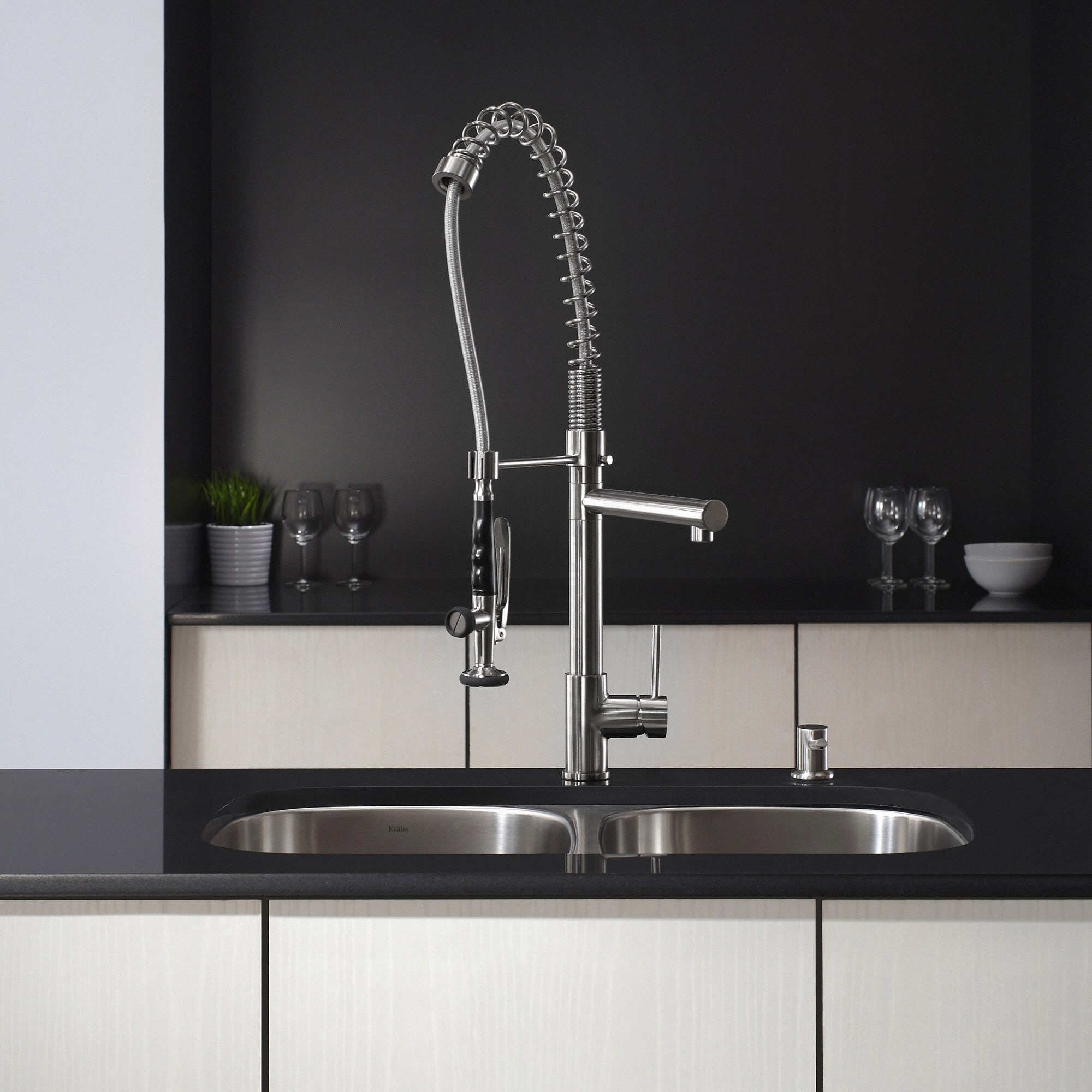 Kraus KPF1602 Single Handle Chrome Pull Down Commercial Kitchen Faucet ...
