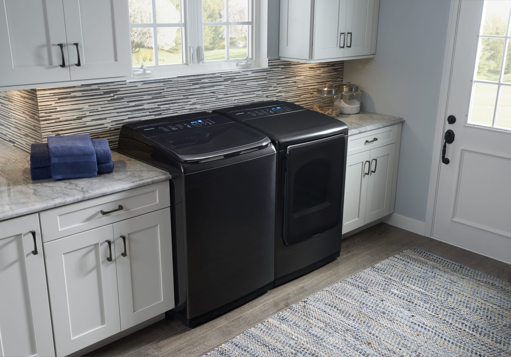 Samsung SAWADREBS4 SidebySide Washer & Dryer Set with Top Load Washer