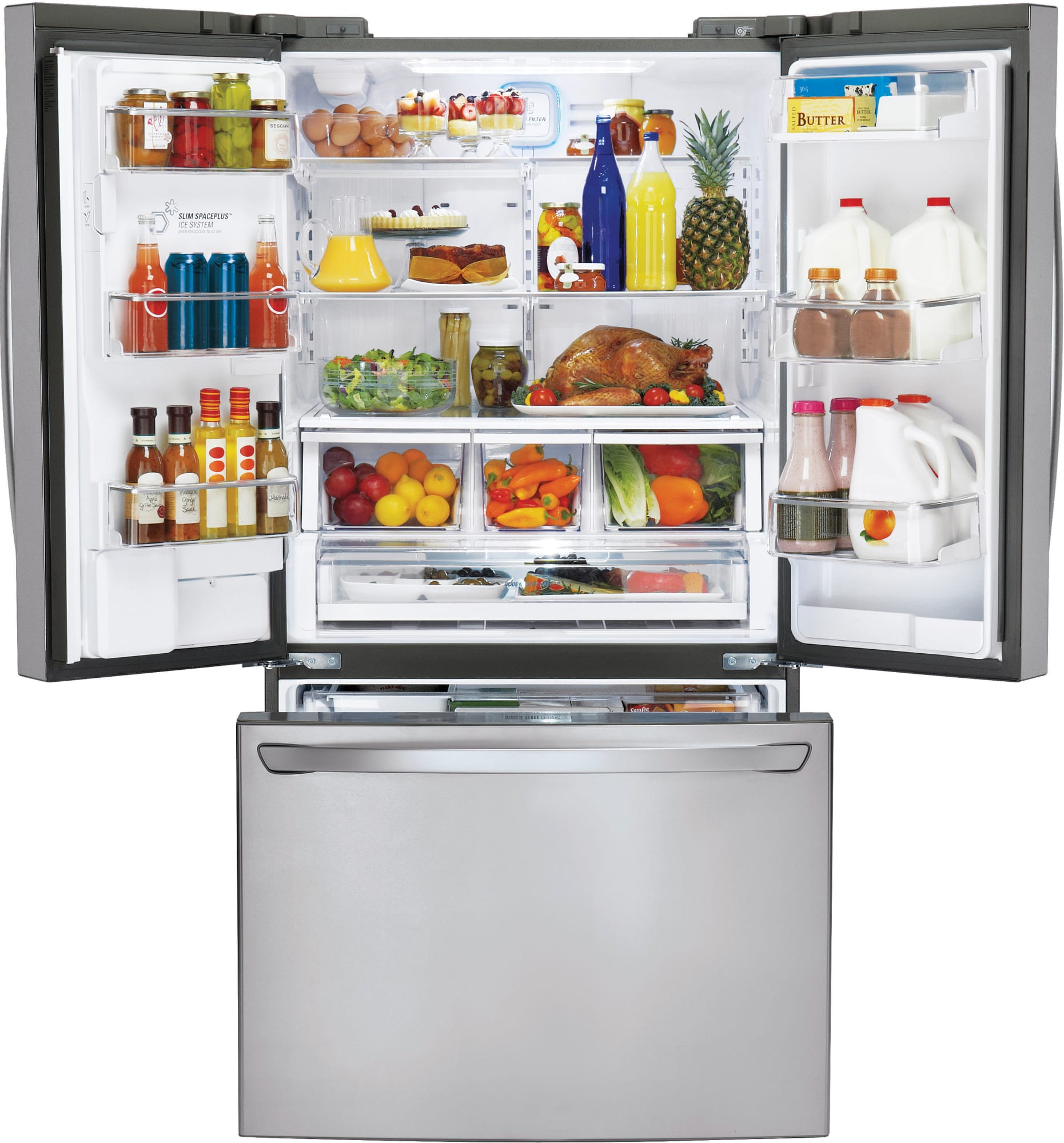 LG LFXC24726S 36 Inch Counter Depth French Door Refrigerator with Slim SpacePlus® Ice System