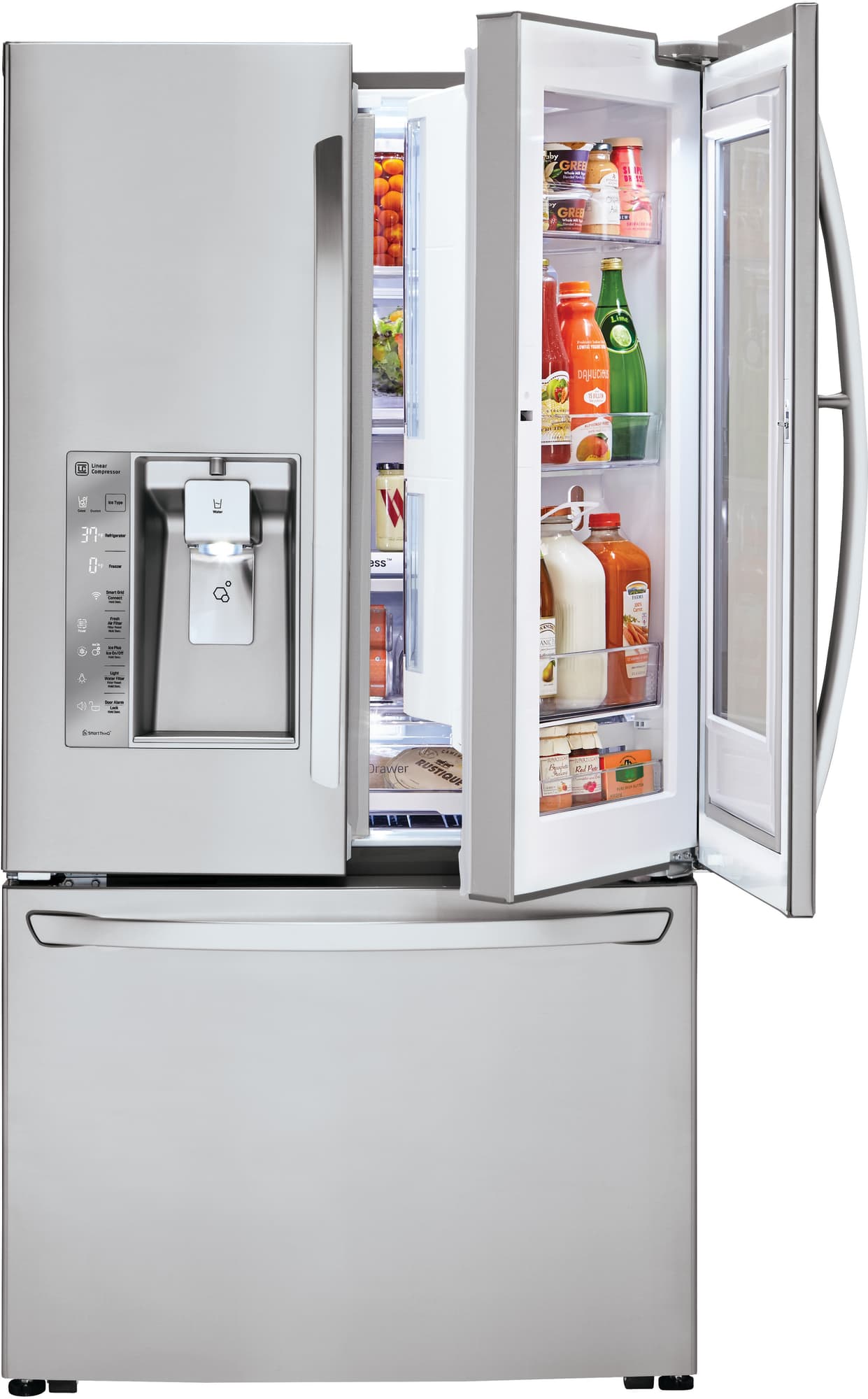 LG LFXC24796S 36 Inch Counter Depth Smart French Door Refrigerator with ...