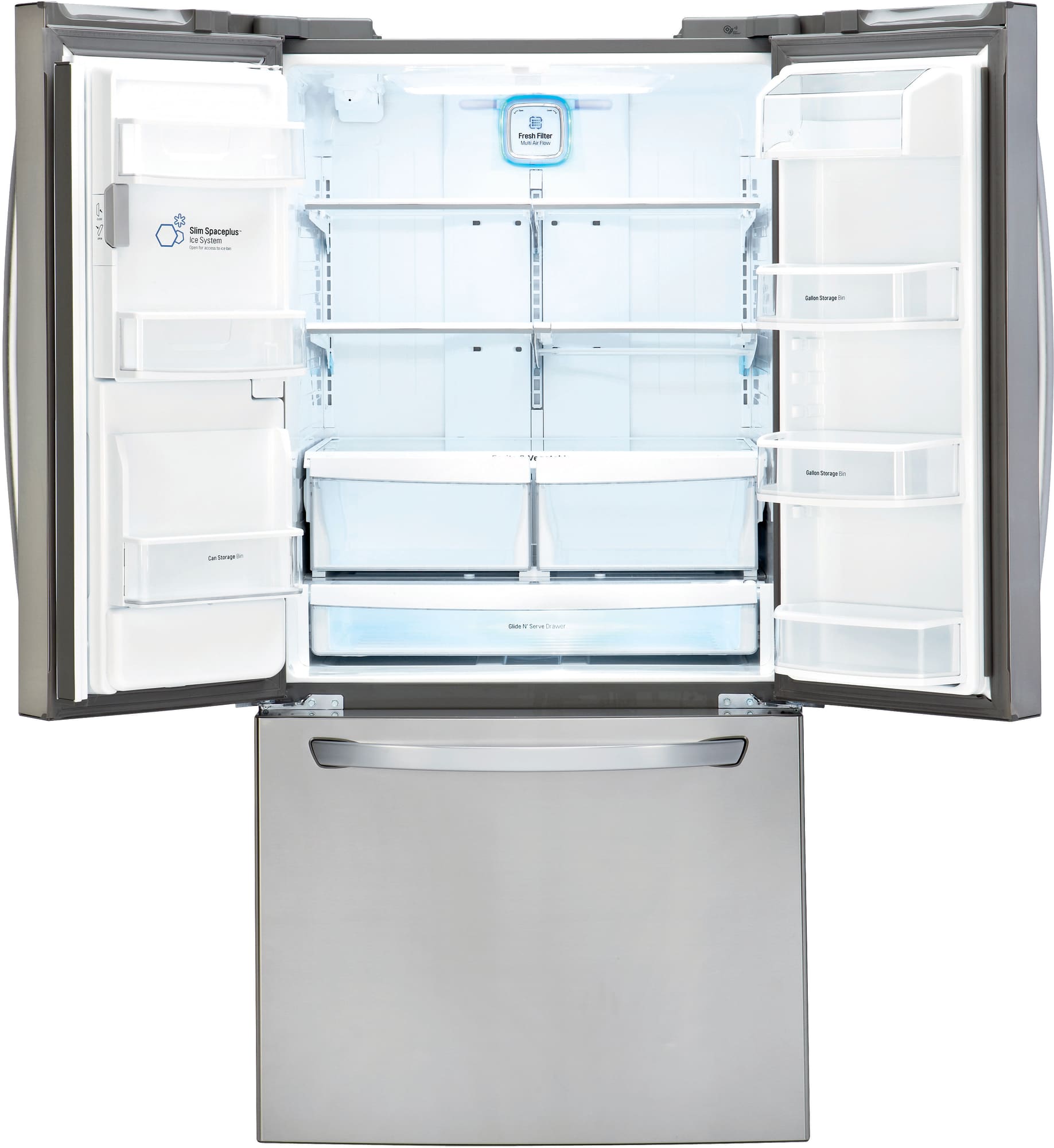 33 Inch French Door Refrigerator With Ice Maker LG LFXS24623S 33 Inch French Door Refrigerator with Slim SpacePlus® Ice