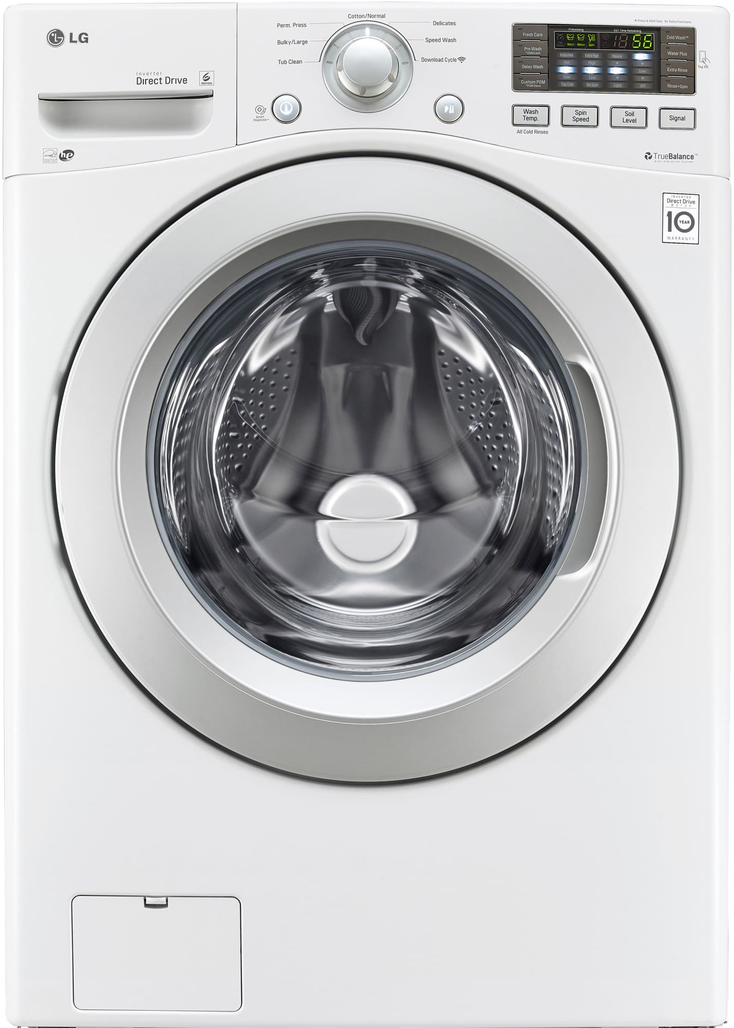 LG WM3170CW 27 Inch 4.3 cu. ft. Front Load Washer with 7 Wash Cycles, 1,300 RPM, SpeedWash