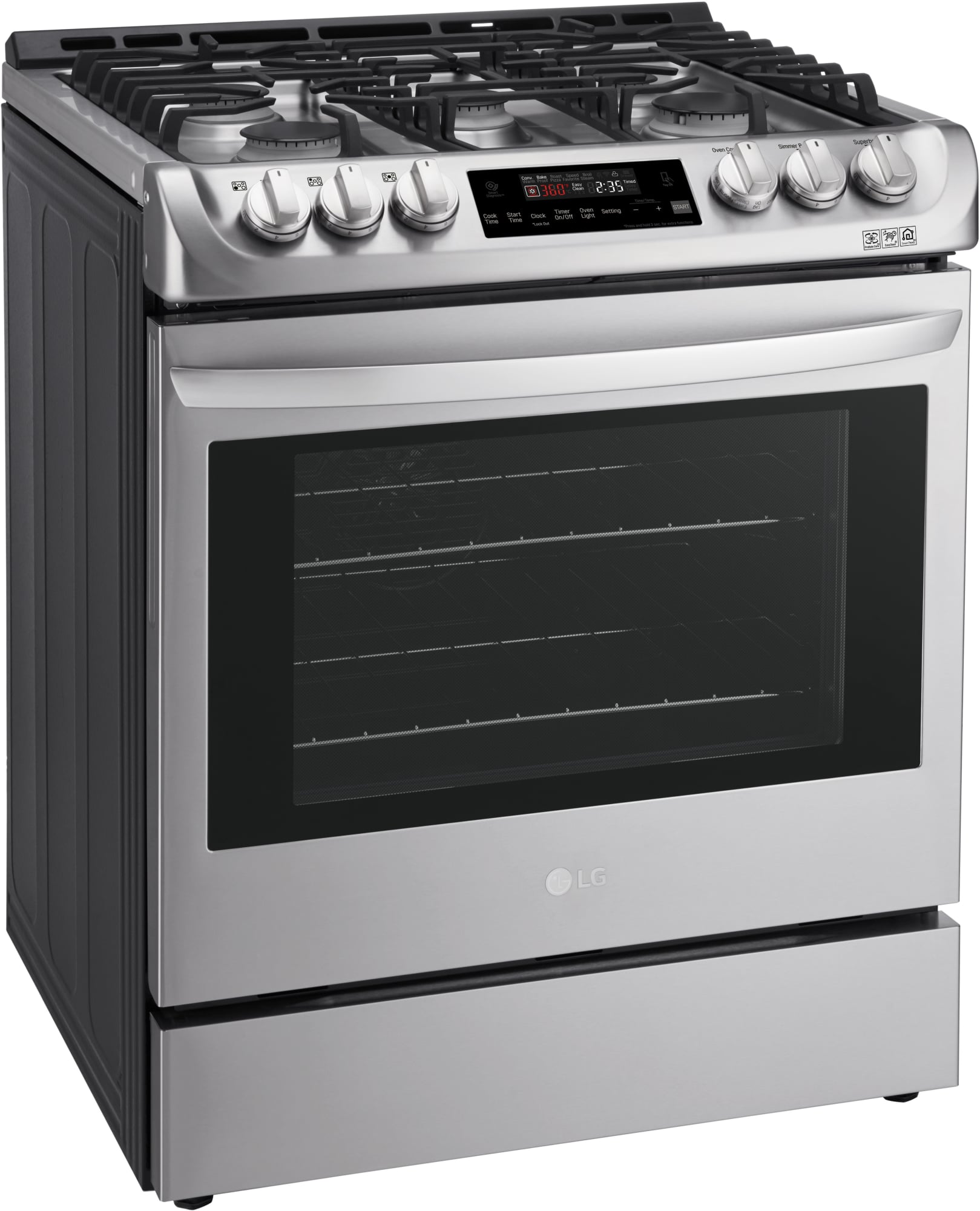 LG LSG4511ST 30 Inch Gas SlideIn Range with 5 Sealed Burners, 6.3 cu