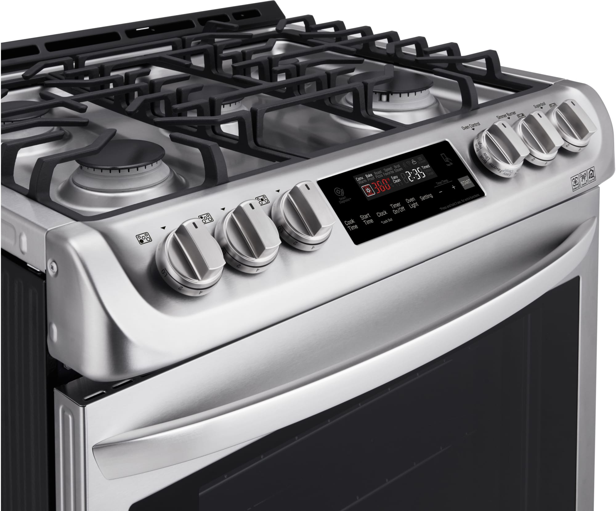LG LSG4511ST 30 Inch Gas SlideIn Range with 5 Sealed Burners, 6.3 cu
