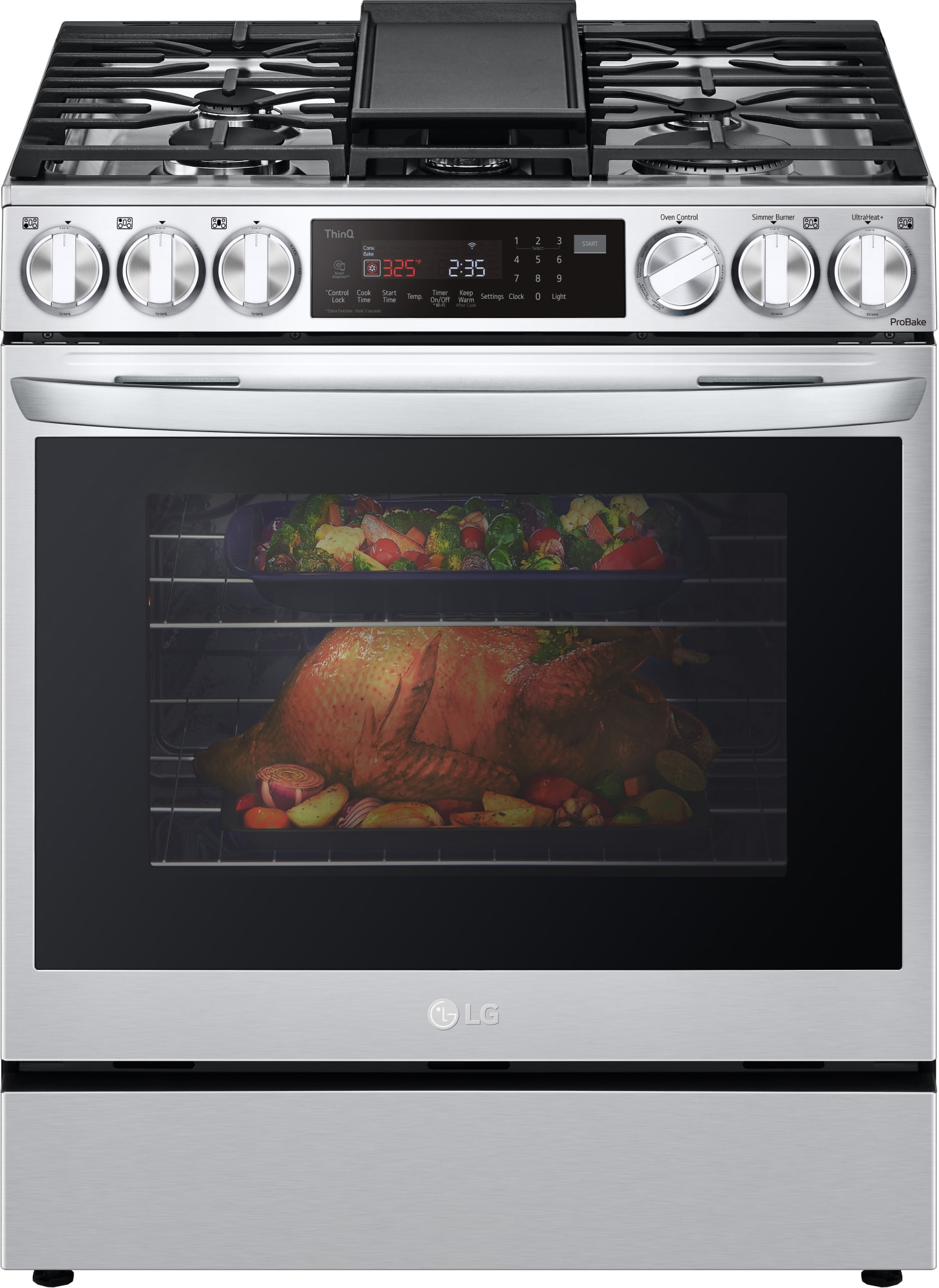 LG LSDL6336F 30 Inch SlideIn Dual Fuel Smart Range with 5 Sealed Burners, 6.3 cu. ft. Oven