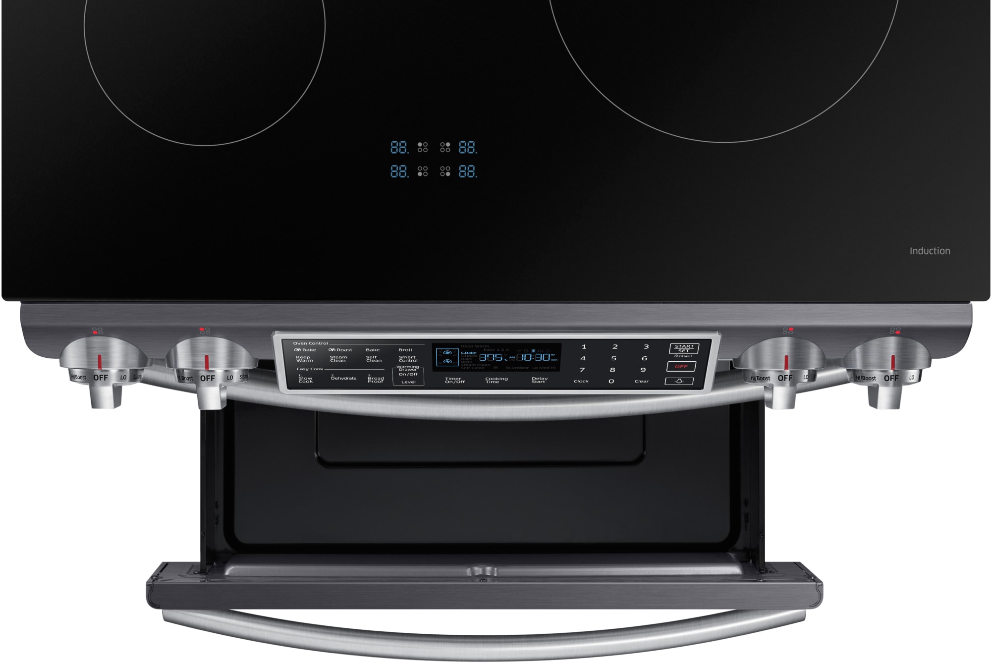 Samsung NE58R9560WG 30 Inch Induction Slidein Range with 4 Induction Elements, 5.8 cu. ft. Dual