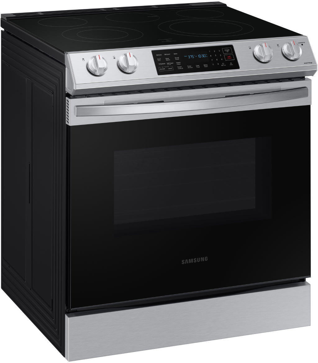 Samsung NE63T8311SS 30 Inch SlideIn Electric Smart Range with 5 Element Cooktop, 6.3 Cu. Ft