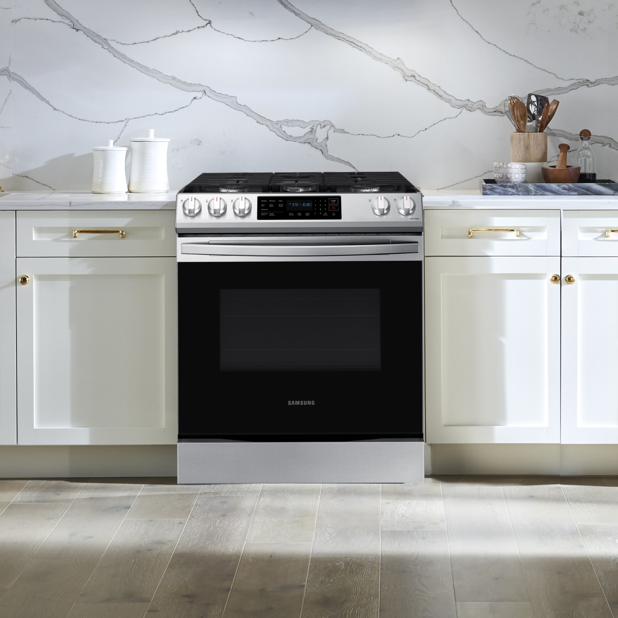 Samsung NX60T8311SS 30 Inch SlideIn Gas Smart Range with 5 Sealed
