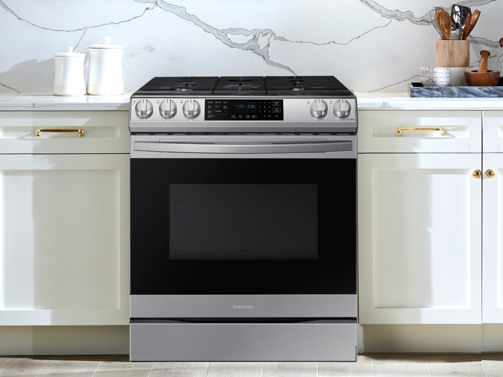 Samsung NX60T8511SS 30 Inch SlideIn Smart Gas Range with 5 Sealed