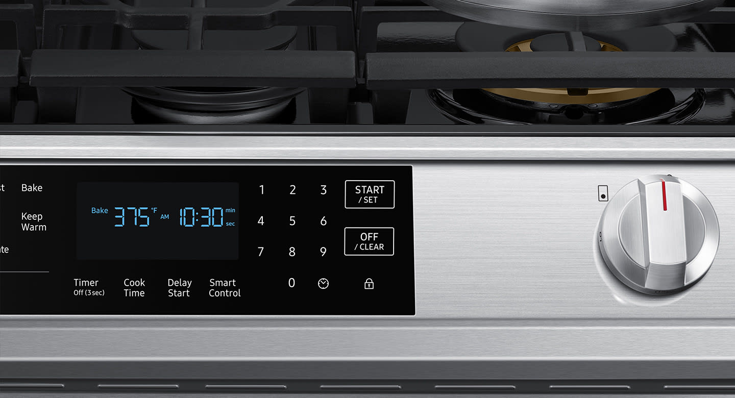 Samsung NX60T8511SS 30 Inch SlideIn Smart Gas Range with 5 Sealed