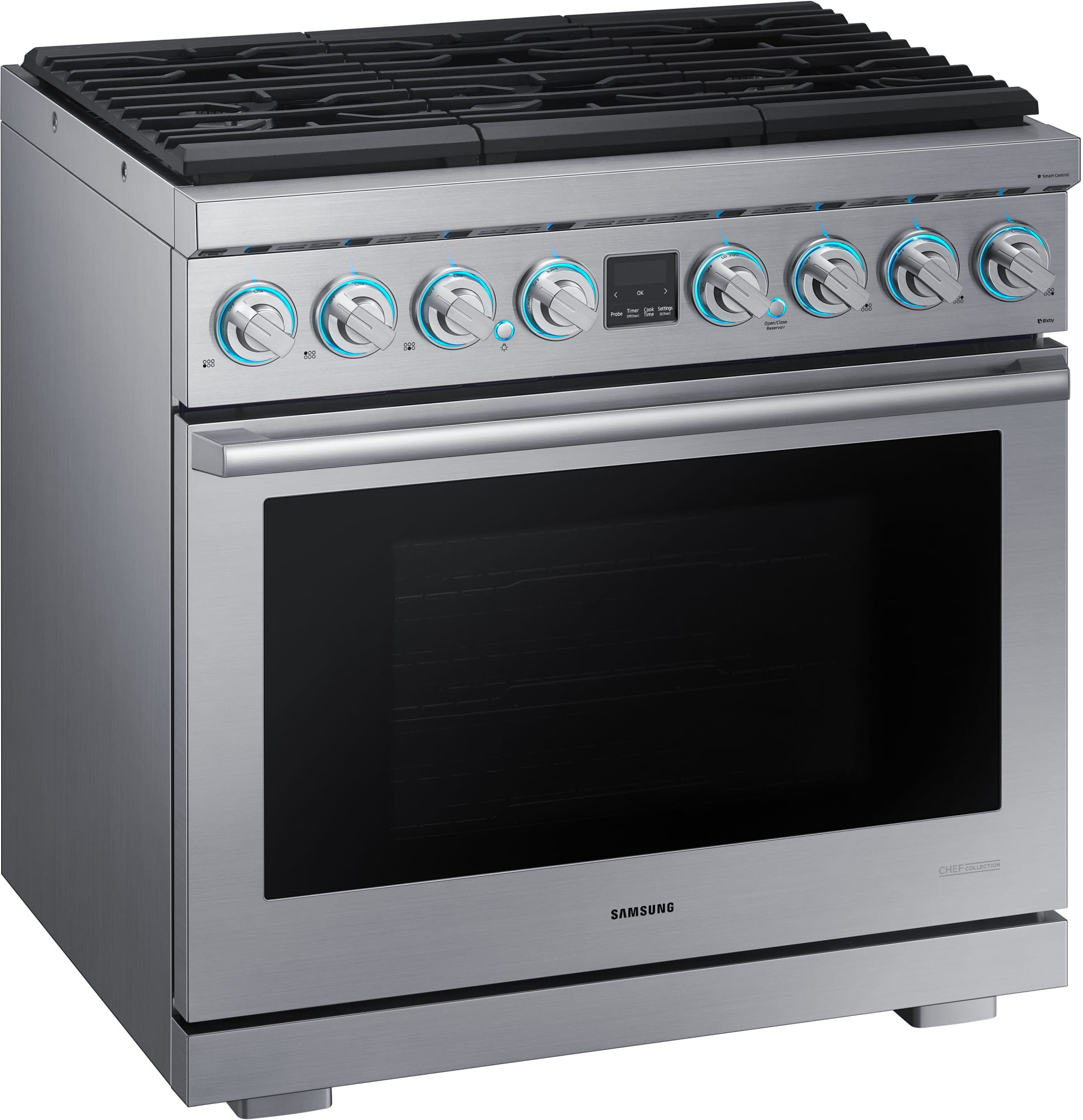Samsung NY36R9966PS 36 Inch Smart SlideIn Dual Fuel Pro Range with 6 Sealed Burners, 6.3 Cu. Ft