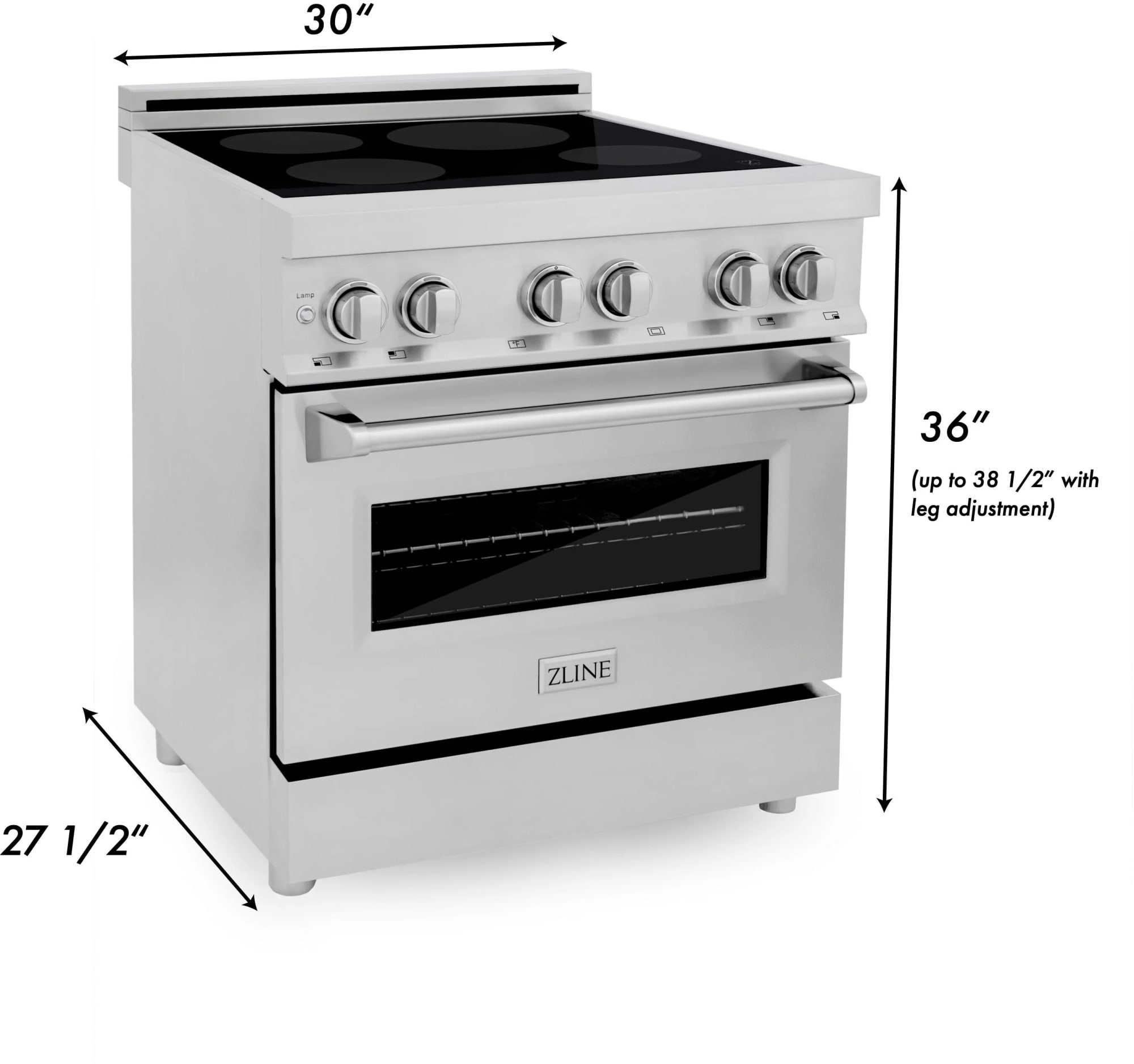 ZLINE RAIND30 30 Inch Freestanding Induction Range with 4 Elements, 4.0