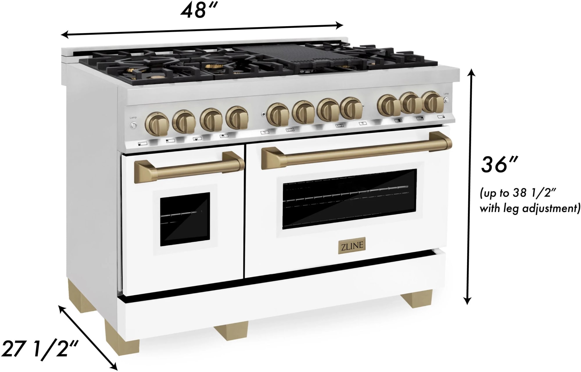 ZLINE RAZWM48CB 48 Inch Freestanding Double Oven Dual Fuel Range with 7