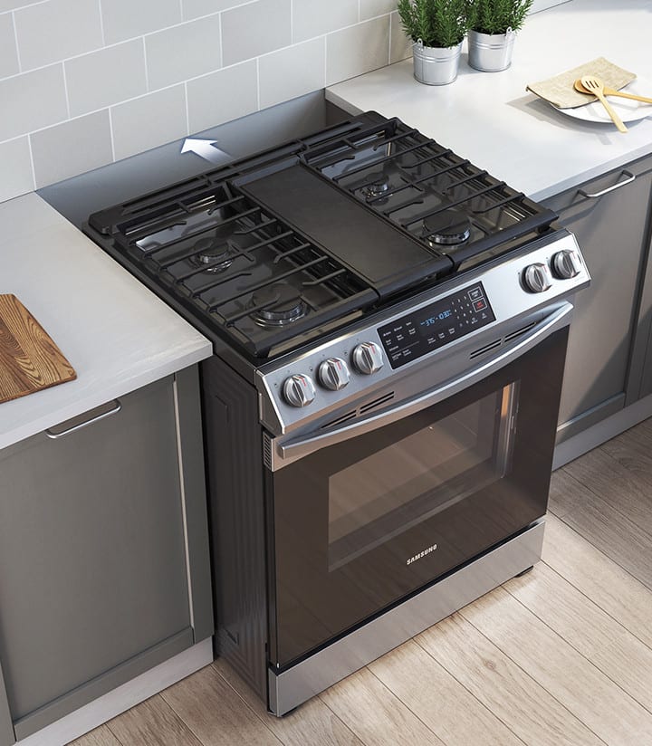 Samsung NX60T8311SS 30 Inch SlideIn Gas Smart Range with 5 Sealed