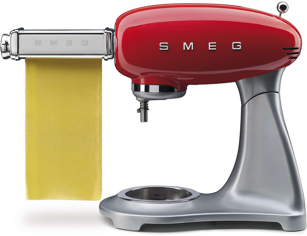 Smeg SMF01RDUS Countertop Stand Mixer with 10 Speeds, 3 Attachments Included, Action