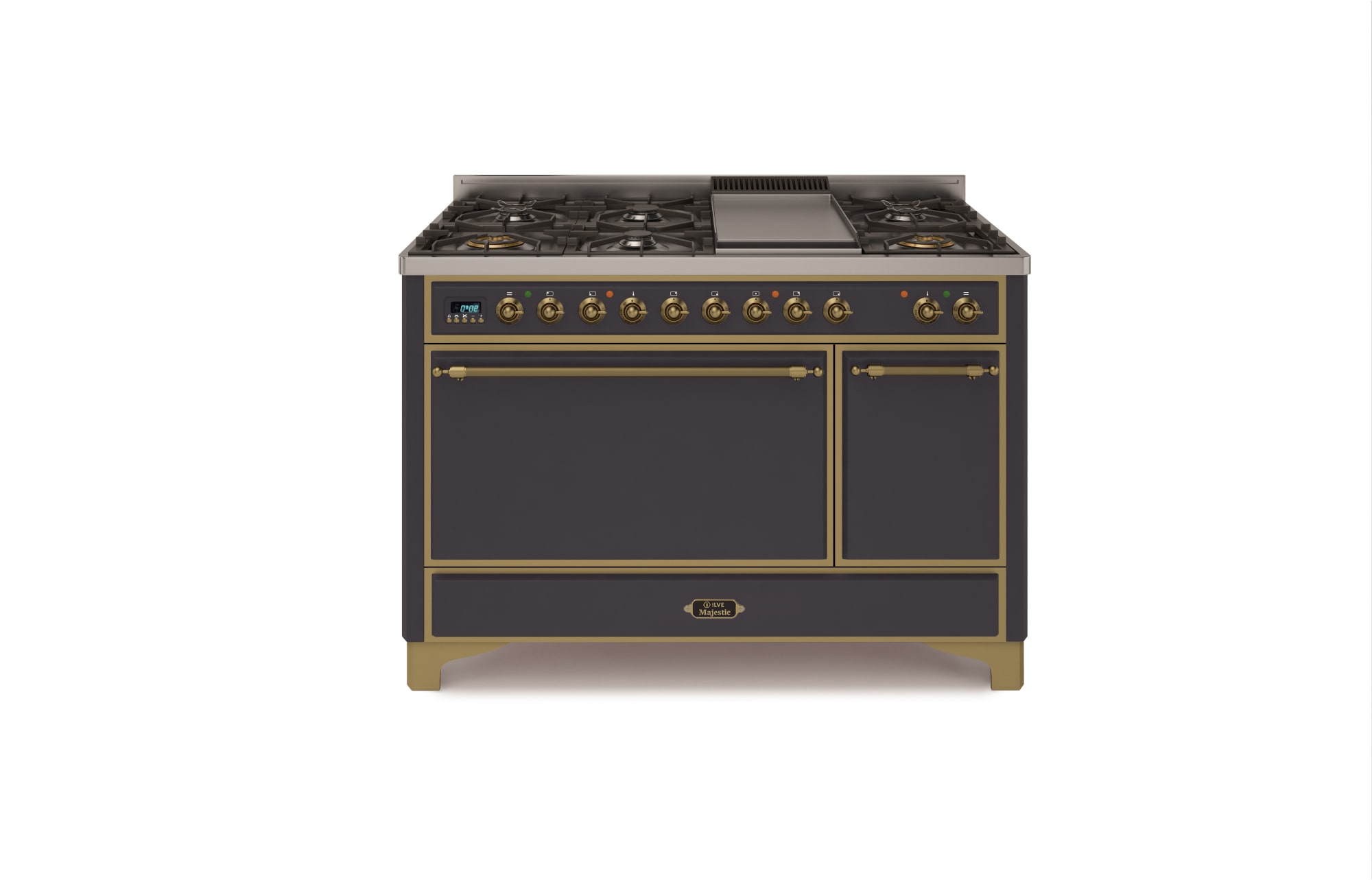 Ilve UMC120FDMPMY 48 Inch Dual Fuel Range with Digital Clock, Timer, Wok Ring, Simmer Plate