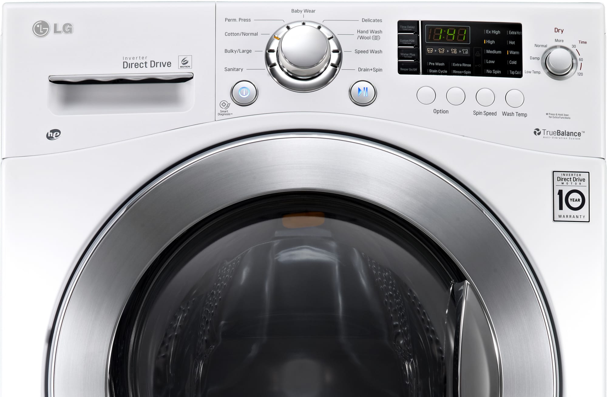 LG WM3477HW 24 Inch 2.3 cu. ft. Electric Washer/Dryer Combo, 9 Wash and ...