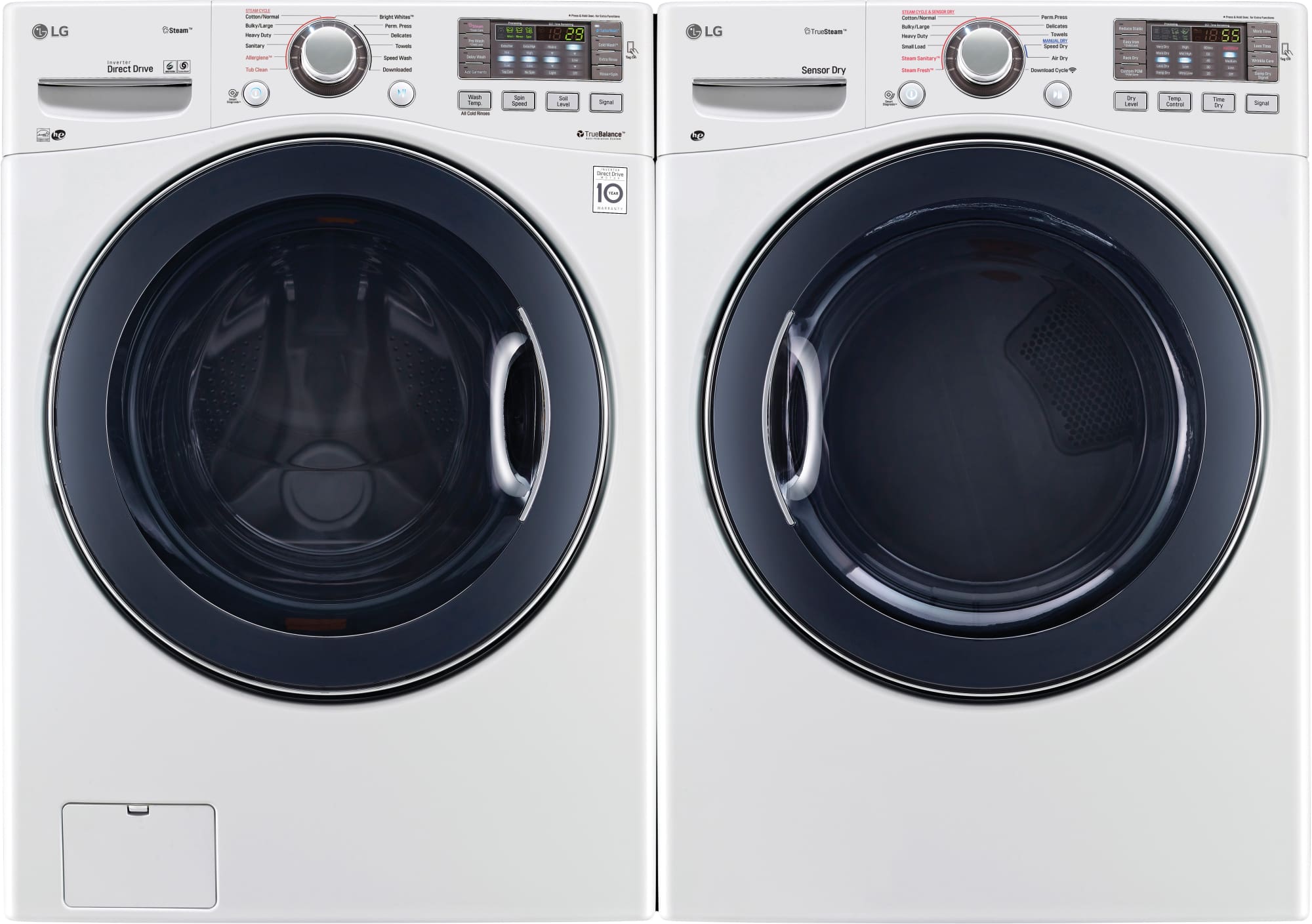 LG DLEX3570W 27 Inch Electric Dryer with TrueSteam™, FlowSense