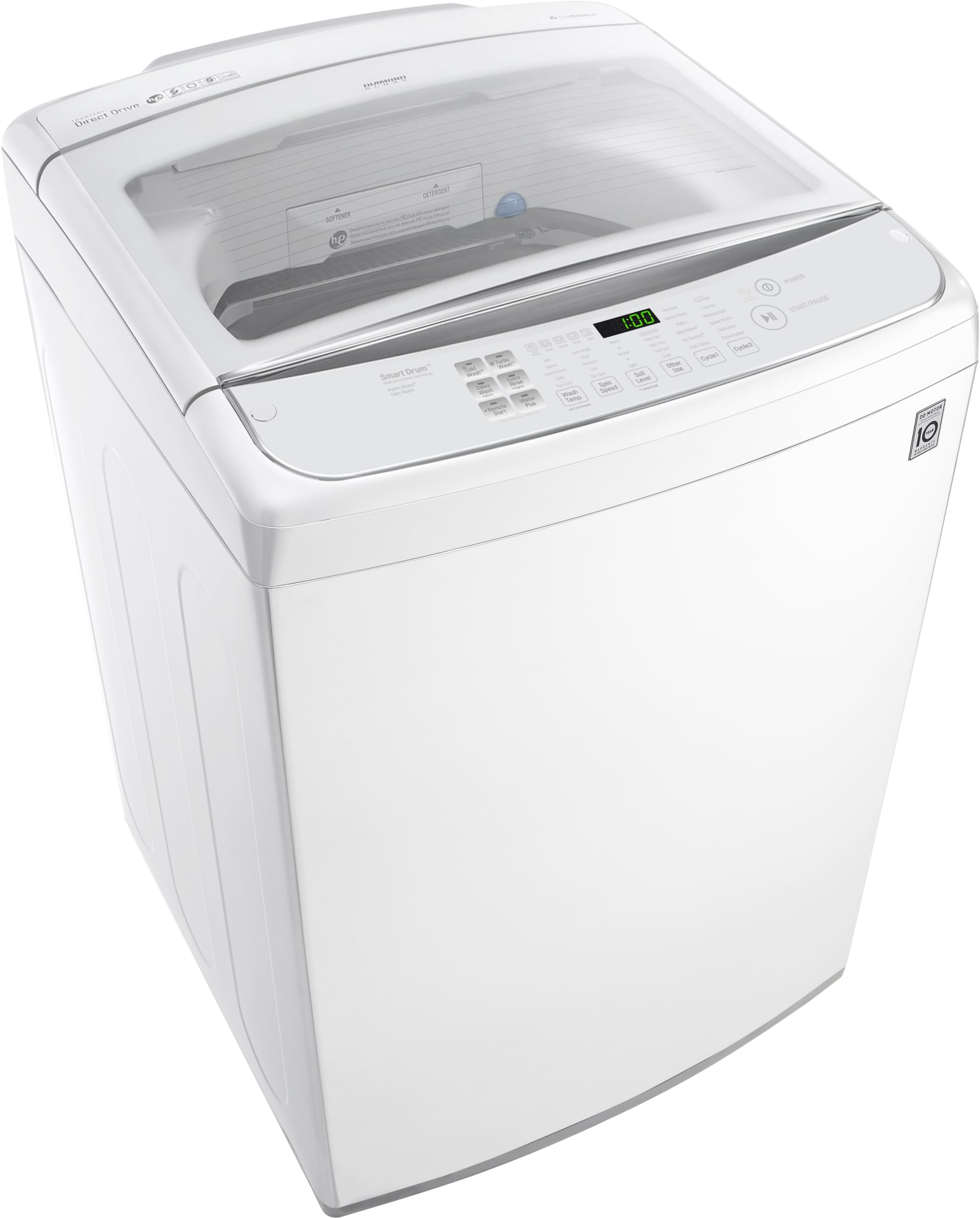 LG WT1901CW 27 Inch Top Load Washer with TurboWash®, Slam Proof Lid, Wi