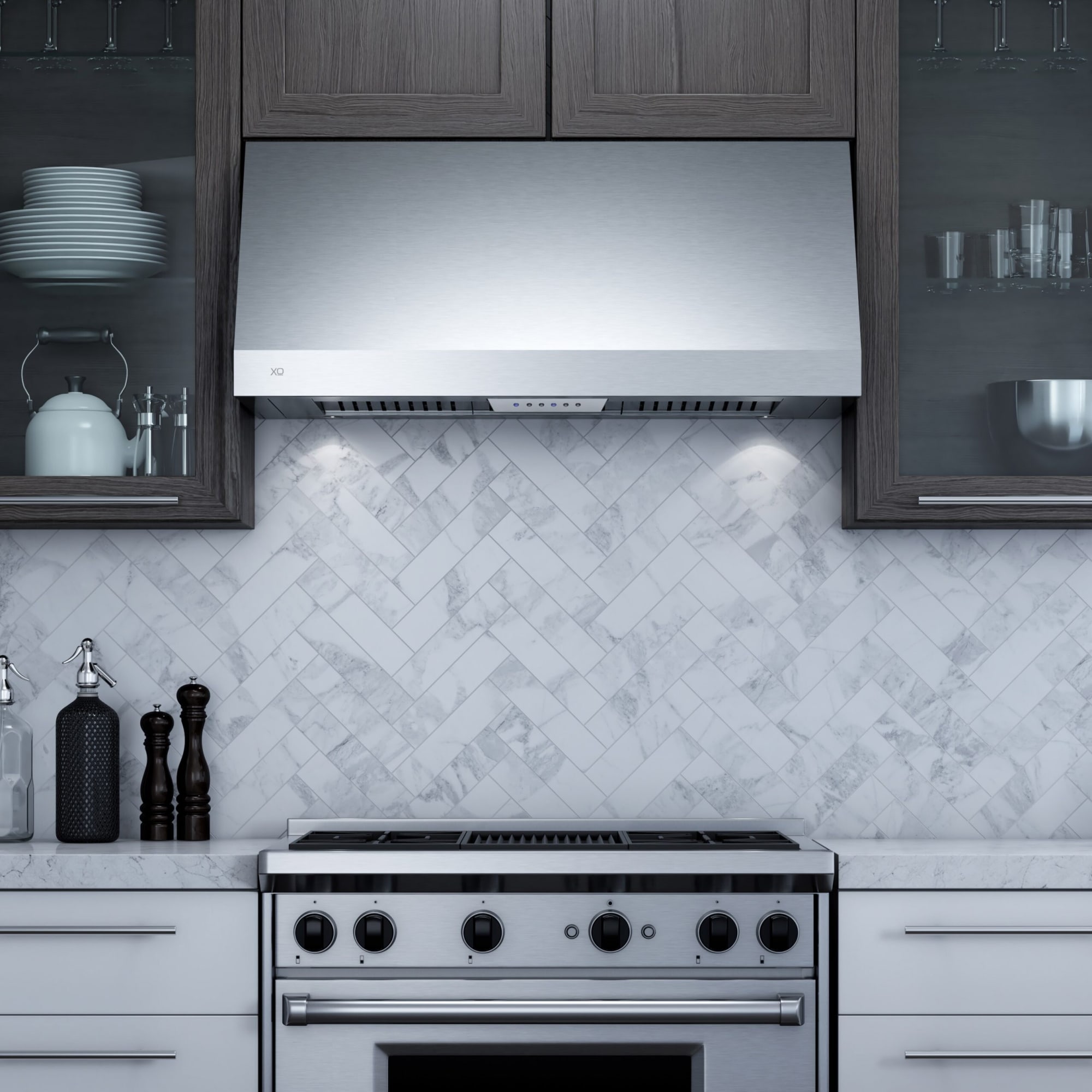 XO XOT1830SC Professional Canopy Wall-Mount Range Hood with 4 Speed 600