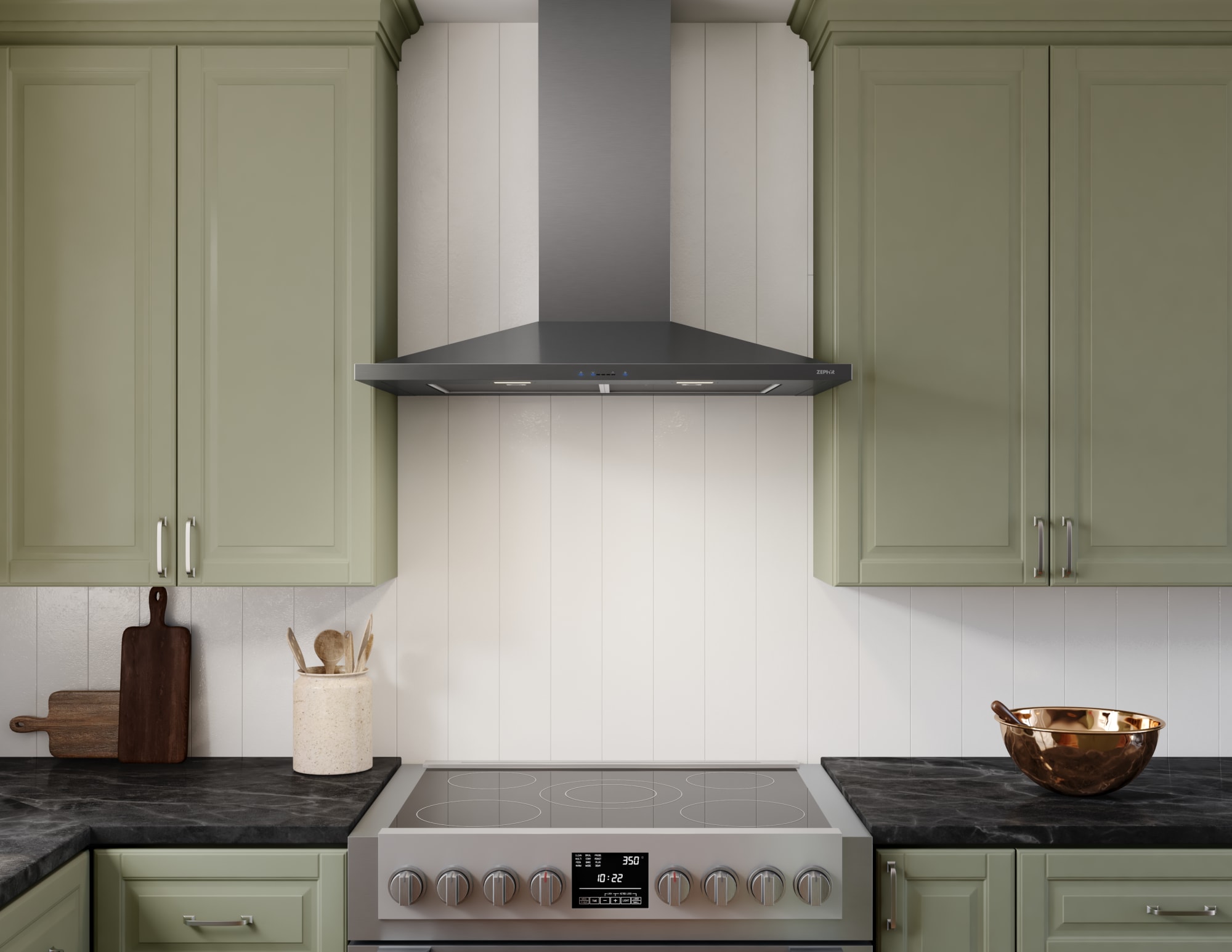 Zephyr ZANM90DBS Anzio Wall Mount Range Hood with 5Speed 600 CFM