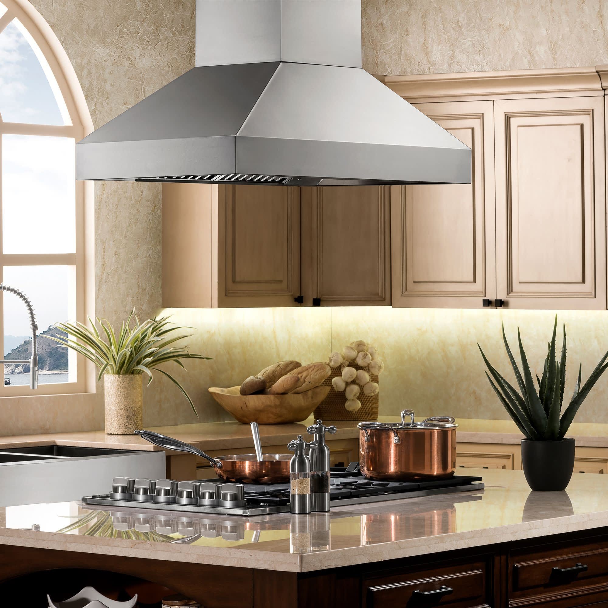 ZLINE 597I30436 Outdoor Island Mount Range Hood with 4-Speed 500 CFM