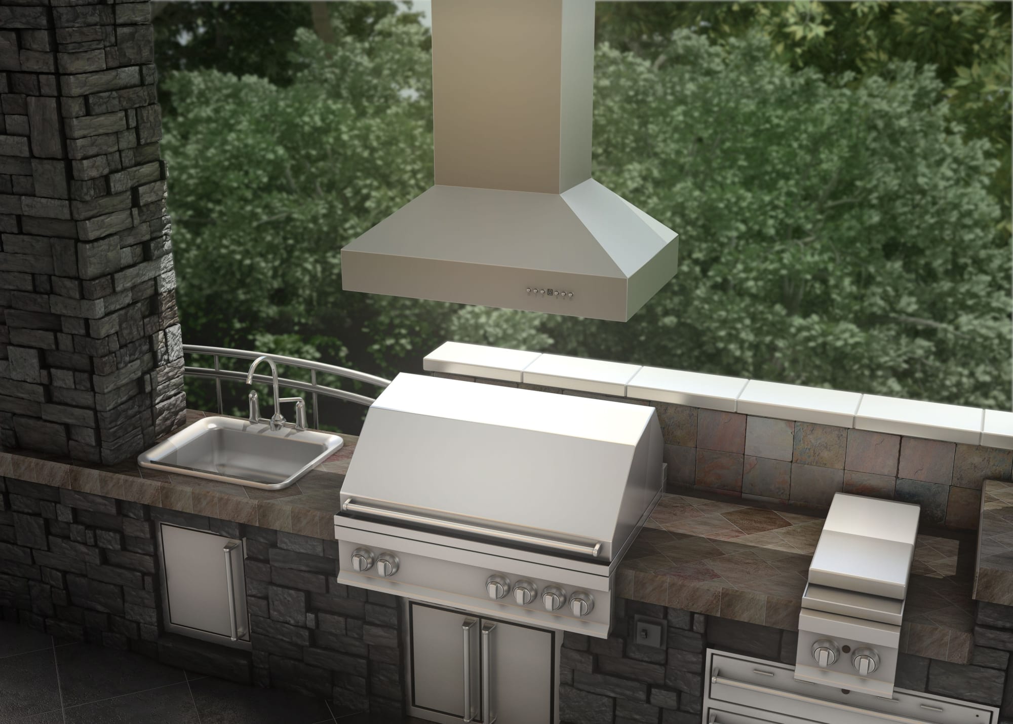 ZLINE 697I30448 Outdoor Island Mount Range Hood with 4Speed 700 CFM