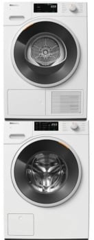 Miele MIWADREWCS3601 - Stacked Washer & Dryer Set with Stacked Tray in Front Load Washer and Smart Electric Heat Pump Dryer in Lotus White