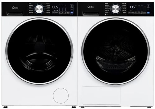 Midea MIDWADRBWW27S7 - Side-by-Side Washer & Dryer Set with Front Load Washer & Heat Pump Dryer in White