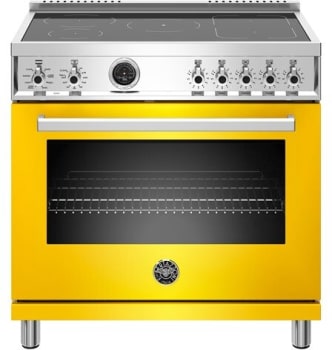 Bertazzoni PROF365INSGIT 36 Inch Freestanding Professional Induction Range with 5 Element Burners 5.7 Cu. Ft. Oven Capacity Self Clean Food Temperature Probe Elegant Digital Gauge Smooth Glide Telesco...