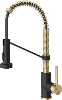 Kraus Bolden Series KPF1610SFACBMB - Commercial Style 2-Function Single Handle Pull Down Kitchen Faucet in Spot-Free Antique Champagne Bronze / Matte Black