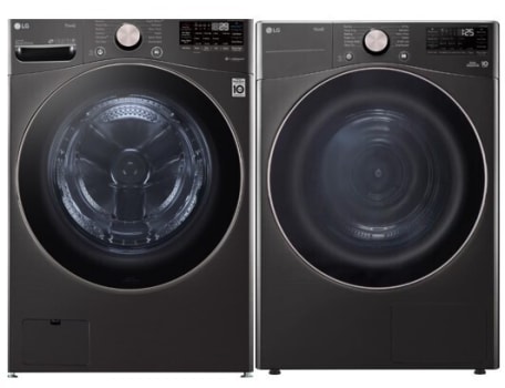 LG LGWADRGHBA4002B - Side-by-Side Washer & Dryer Set with Smart Front Load Washer and Gas Dryer in Black Steel