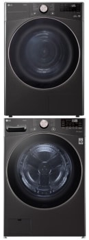 LG LGWADRGHBA4002B1 - Stacked Washer & Dryer Set with Smart Front Load Washer and Gas Dryer in Black Steel