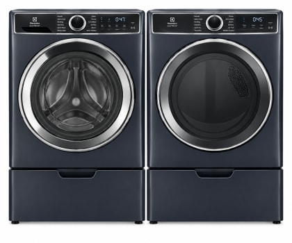 GE GEWADREPVRS8702 - Side-by-Side on Pedestals Washer & Dryer Set with Front Load Washer and Electric Dryer in Sapphire Blue