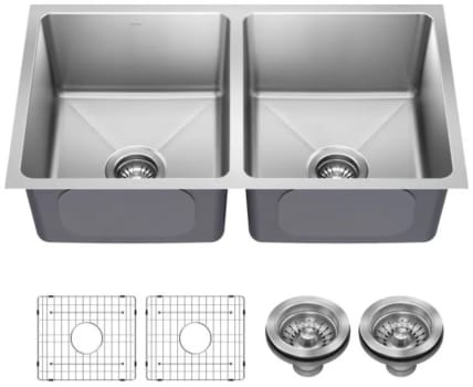 Kraus KHU63233 33 Inch Undermount Double Bowl Kitchen Sink with Bottom ...