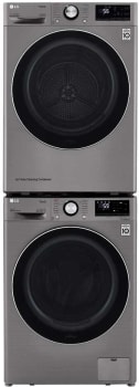 LG LGWADREV14552 - Stacked Front Load Washer and Electric Dryer Set in Graphite Steel
