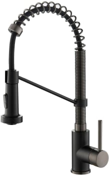 Kraus Kpf1610mbsb Single Handle Commercial Kitchen Faucet With 1 8 Gmp Flow Rate Reach Technology Dual Function Sprayhead 180 Degree Swivel And Ada Complaint Matte Black And Black Stainless Steel