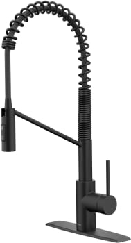 Kraus Oletto Series KPF2631MB - Oletto™ Commercial Style Pull-Down Single Handle Kitchen Faucet with QuickDock Top Mount Installation Assembly in Matte Black